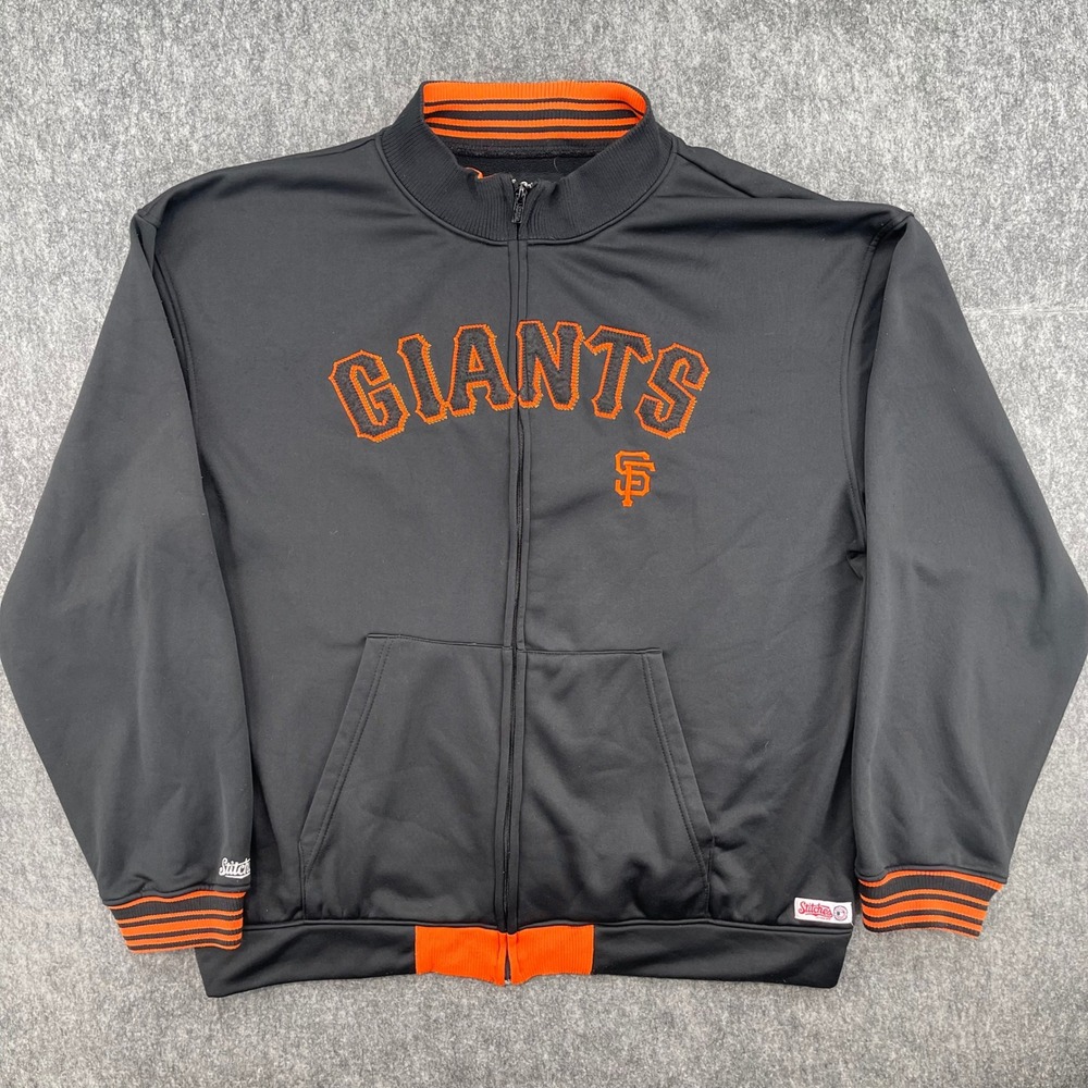 San Francisco Giants Jacket Mens 2XL Stitches MLB Black Full Zip Track